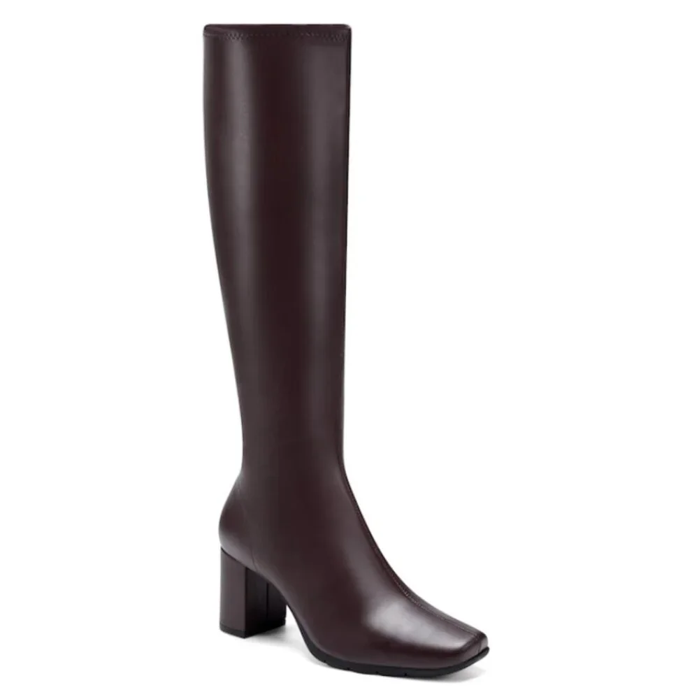 AEROSOLES Comfortable Women's Tall Shaft Boot in Brown Faux Leather